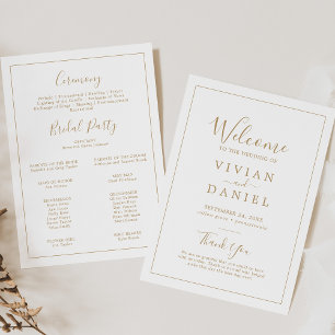 Minimalist Gold Simple Printable Wedding Program