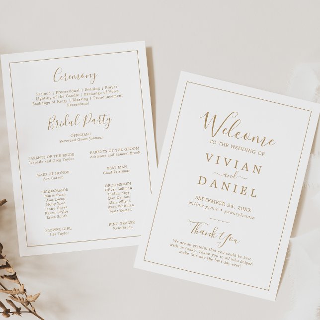 Minimalist Gold Simple Printable Wedding Program (Minimalist Gold Simple Printable Wedding Program)