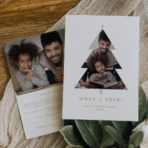 Minimalist Gold Simple What A Year Christmas Holiday Card