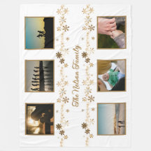 Minimalist Gold Snowflake Family Name Photo