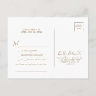 Minimalist Gold Song Request RSVP Postcard