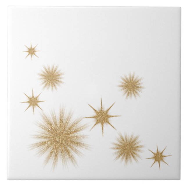Minimalist Gold Starburst Ceramic Tile (Front)