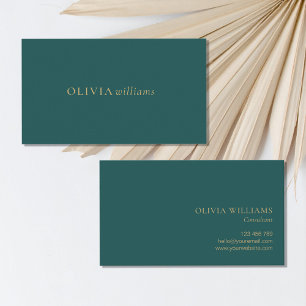 Minimalist Gold Teal Simple Professional Business Card