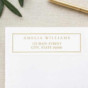 Minimalist Gold Two Border Return Address Label