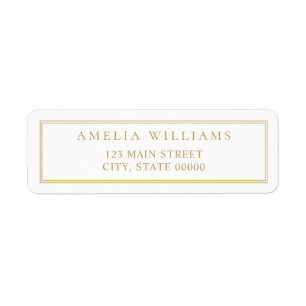 Minimalist Gold Two Border Return Address Label