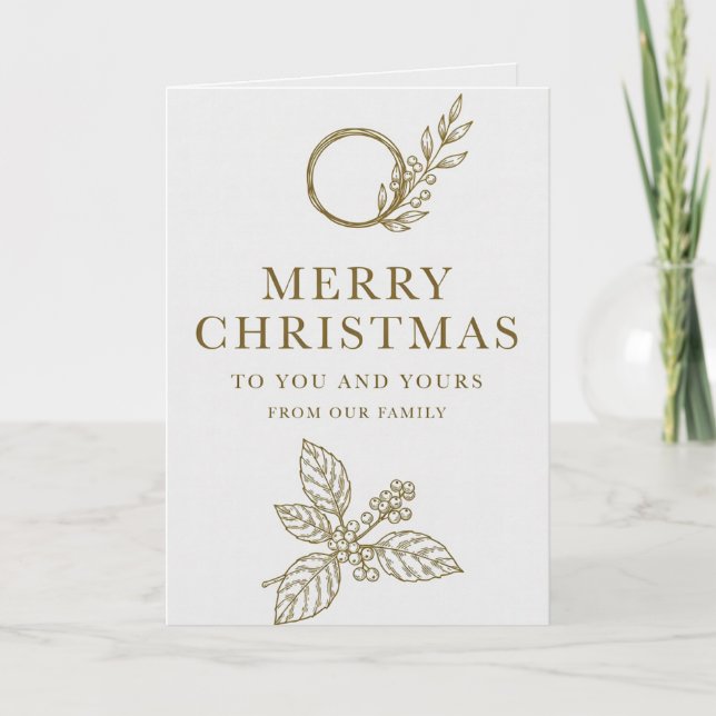 Minimalist Gold Typography Christmas Card (Front)