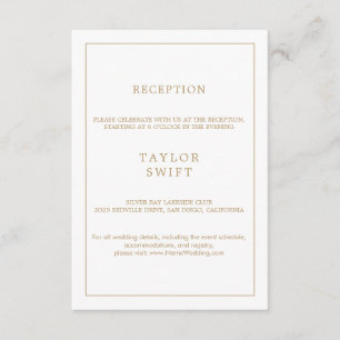 Minimalist Gold Typography Reception Card