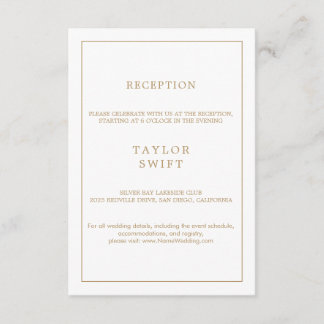 Minimalist Gold Typography Reception Card