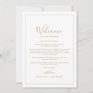 Minimalist Gold Wedding Welcome Letter & Itinerary