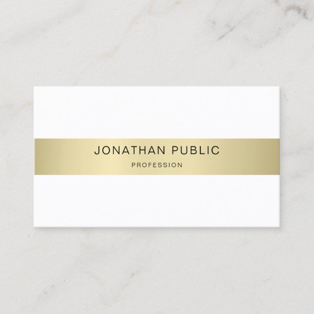 Minimalist Gold White Chic Modern Simple Template Business Card (Front)