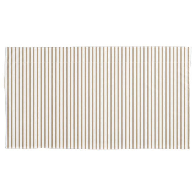 Minimalist Gold White Vertical Pinstripe Pillowcase (Front)