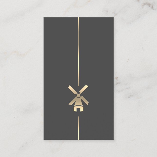 Minimalist Gold Windmill Business Card (Front)