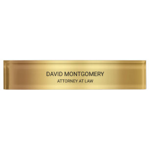 Minimalist Gold with Black Typography Lawyer Nameplate