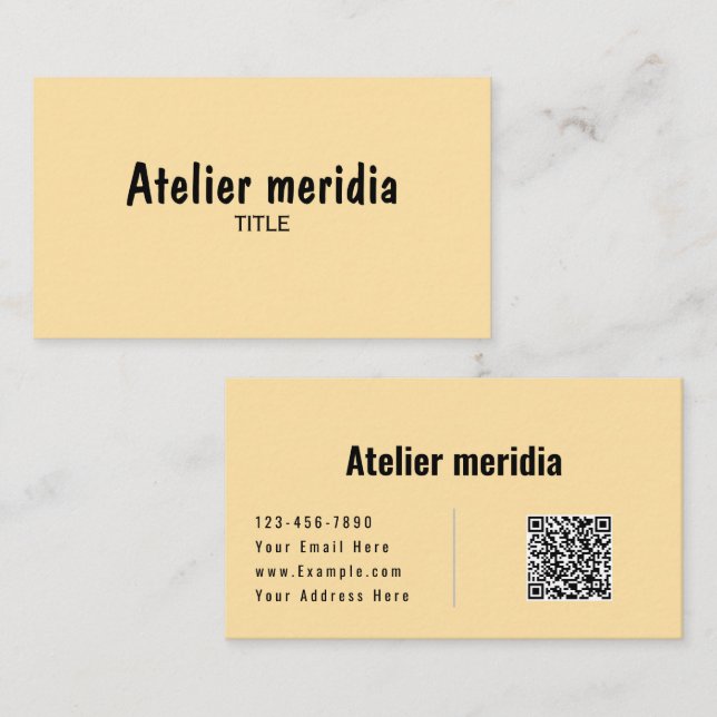 Minimalist Gold  with QR Code Business Card (Front/Back)