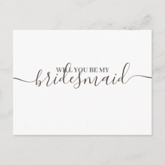 Minimalist Golden Bridesmaid Wedding Invitation Postcard