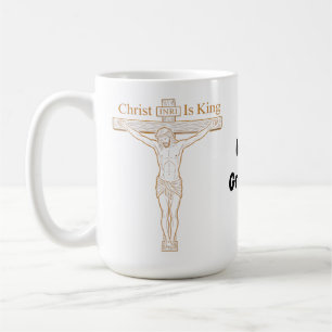 Minimalist Golden Crucifixion Art Christ Is King Coffee Mug