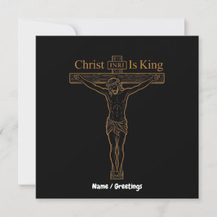 Minimalist Golden Crucifixion Art Christ Is King Invitation