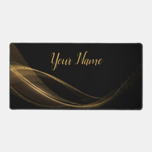 Minimalist Golden Dust Glitter Abstract Flowing Desk Mat