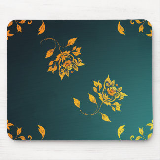 Minimalist Golden Floral Mouse Pad