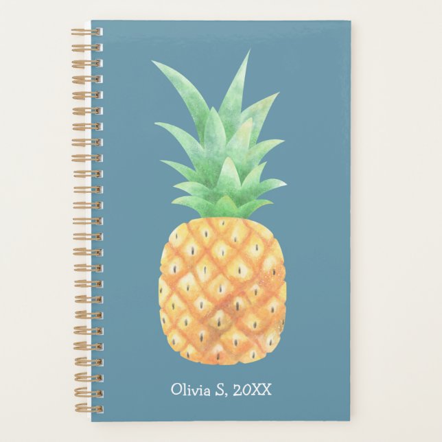 Minimalist Golden Pineapple Personalised Planner (Front)