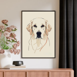 Minimalist Golden Retriever Line Art  Canvas Print