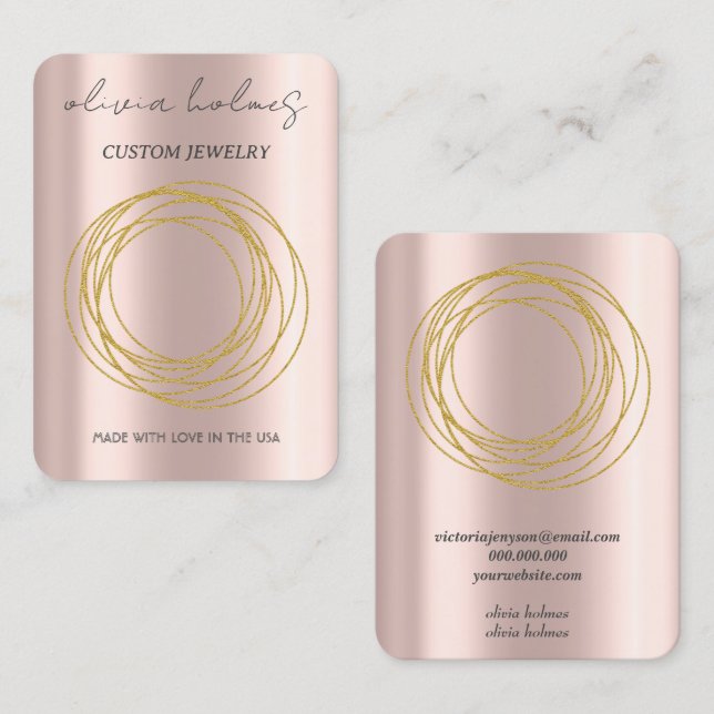 Minimalist golden rose jewellery business card (Front/Back)
