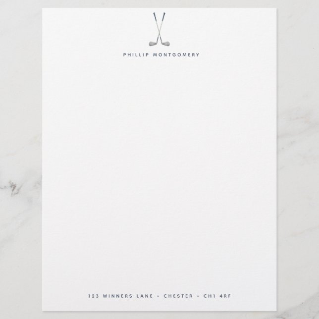 Minimalist Golf Clubs Personalised Custom Letterhead (Front)