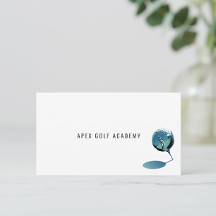 Minimalist Golf Coach Academy Metallic Blue Business Card