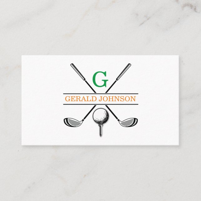 Minimalist Golf Monogram Design Business Card (Front)