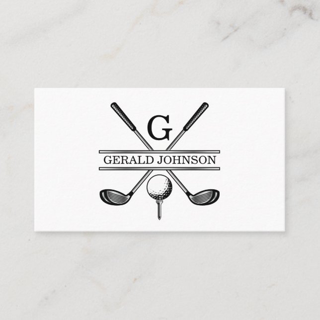 Minimalist Golf Monogram Design Business Card (Front)