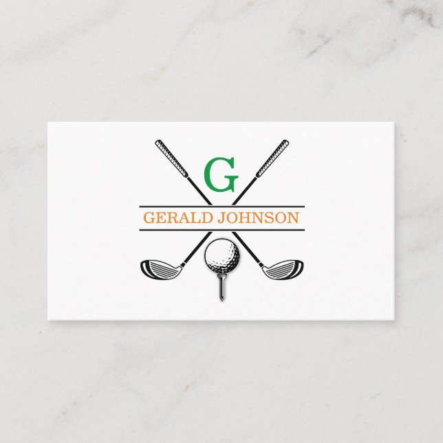 Minimalist Golf Monogram Design Business Card (Front)