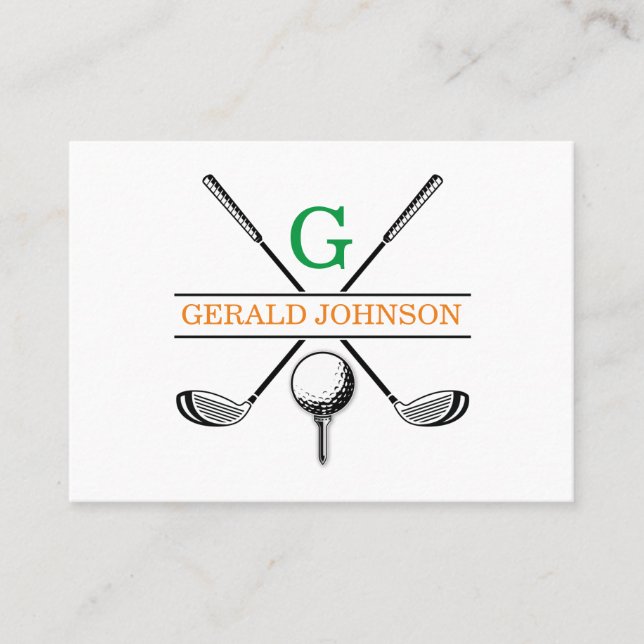 Minimalist Golf Monogram Design Business Card (Front)