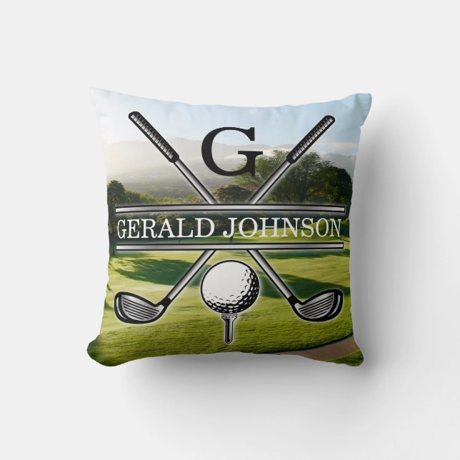 Minimalist Golf Monogram Design Throw Pillow (Front)