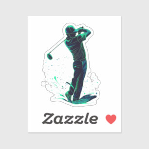 Minimalist Golfer Green Glow Silhouette