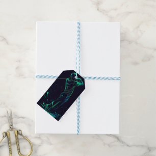 Minimalist Golfer Green Glow Silhouette Gift Tags