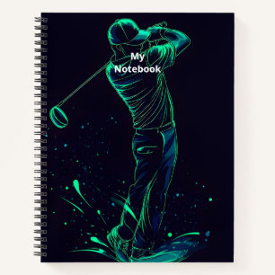 Minimalist Golfer Green Glow Silhouette Notebook