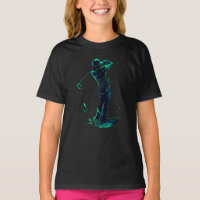 Minimalist Golfer Green Glow Silhouette