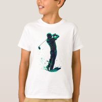 Minimalist Golfer Green Glow Silhouette