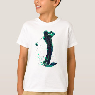 Minimalist Golfer Green Glow Silhouette T-Shirt