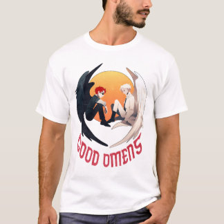 Minimalist GOOD OMENS Character Angel And Devil T-Shirt