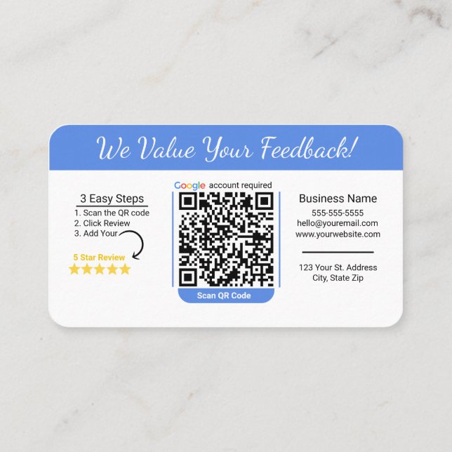 Minimalist Google Review Template With QR code Business Card (Back)
