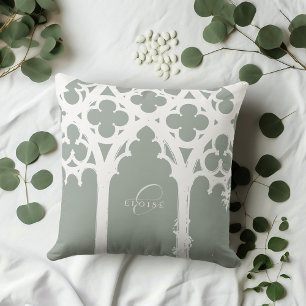 Minimalist Gothic Elegant Typography Pale Green Cushion