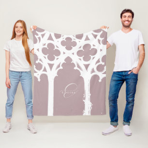 Minimalist Gothic Window Calligraphy Pale Pink Fleece Blanket