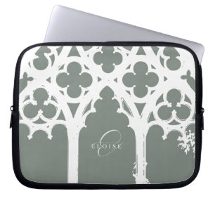 Minimalist Gothic Window Calligraphy Sage Laptop Sleeve