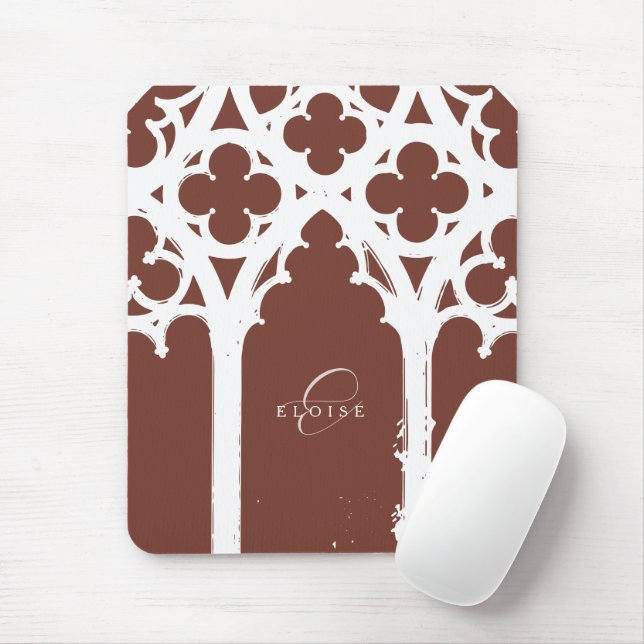 Minimalist Gothic Window Calligraphy Terracotta Mouse Pad (With Mouse)
