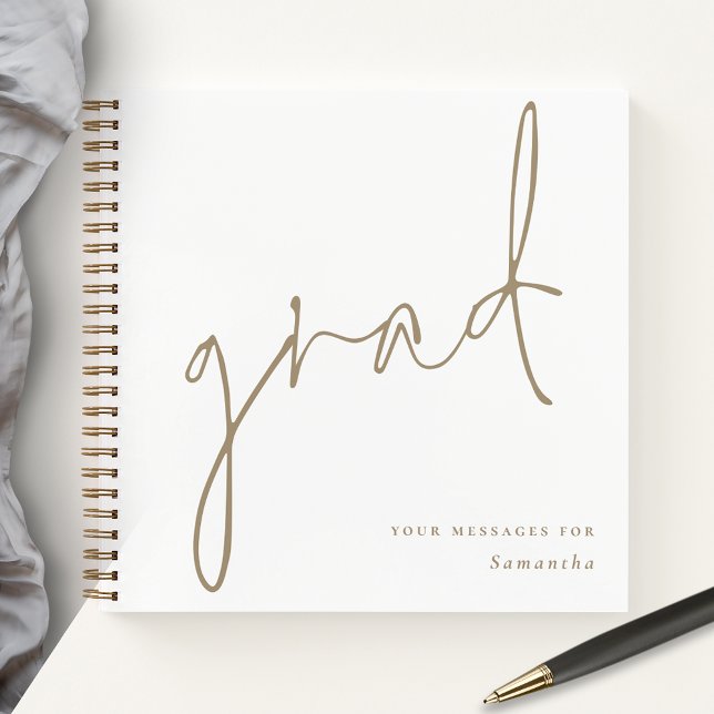 Minimalist Grad Gold Script Graduate Guest Book (Creator Uploaded)