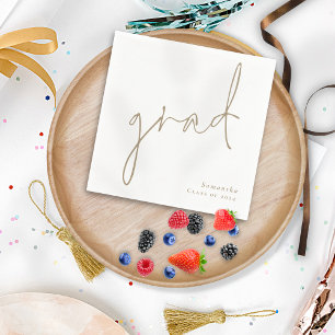 Minimalist Grad Gold Script Name Year Graduation Napkin