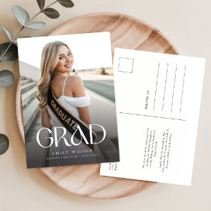 Minimalist Grad Photo Graduation Announcement Postcard