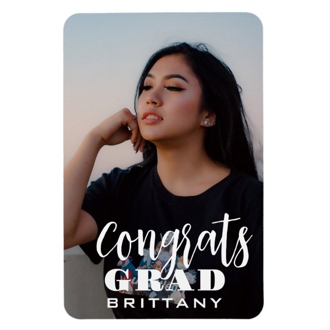 Minimalist Grad Photo Magnet – Custom Congrats (Vertical)