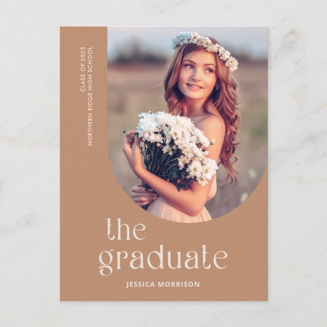 Minimalist Graduate Modern Layout Photo Graduation Postcard (Front)